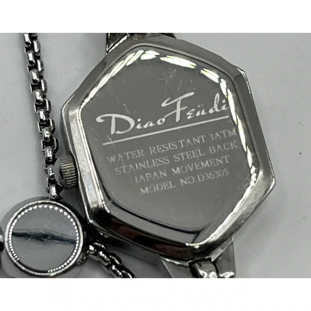 Diaofendi Fashion Hexagon Watch Bracelet Black Silver Tone Bolo Adjustable Strap